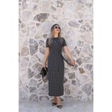 bytugcekaya Siyah Puantiyeli Yandan Bağlamalı Elbise