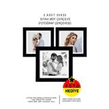 Bytwo 3 Adet 30x30 Çerçeve - Kare Çerçeve - Mdf Siyah Çerçeve - Çoklu Fotoğraf Çerçeve Seti