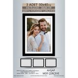 Bytwo 3 Adet 30x40 Çerçeve - Siyah-Beyaz Şeritli Çerçeve - Mdf A3 Çerçeve - Pvc'li Çerçeve