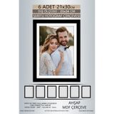 Bytwo 6 Adet 21x30 Çerçeve - Siyah-Beyaz Şeritli Çerçeve - A4 Çerçeve - Pvc'li Diploma Çerçevesi