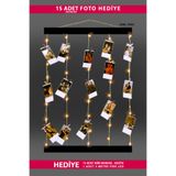 Bytwo Anı Çerçevesi - ipli Çerçeve - İpli Mandallı Fotoğraf Çerçevesi Siyah Renk - ışıklı Çerçeve