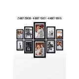 Bytwo SİYAH ÇOKLU ÇERÇEVE - AHŞAP MDF PVC'Lİ FOTOĞRAF ÇERÇEVE - 2 ADET 20X30 - 4 ADET 15X21 - 4 ADET 10X15