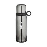 BYZ Store - Termos - 460ML - Koyu Gri Renk - Paslanmaz Çelik - Çift Katmanlı - 12 Saat 24 Saat Soğuk Tutar - Bardaklı Kapak Özelliği - 0,25 L