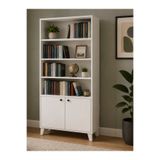 byzellahome İki Kapaklı Kitaplık - %100 MDF - Beyaz Renk