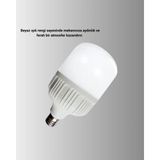 BYZM Şarjlı LED Torch Ampul 30 Watt Beyaz Işık Enerji Tasarruflu