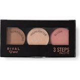 BZ Boutique Rival Loves Me 3 Steps Palette – Kontür, Aydınlatıcı ve Allık Paleti - 01