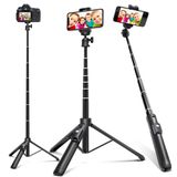 BZE Selfie Stick,62" Uzun Uzatılabilir Selfie Stick Tripod, Kablosuz Uzaktan Deklanşörlü Telefon Tripodu, Grup Selfies/Canlı Akış/Video Kaydı Tüm Cep Telefonları ile Uyumlu