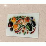 Bzk Cam Kesme Tahtası Sebze Desenli