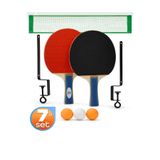 BZNspor Son kalite 2x Masa Tenisi Raketi + Demir Ağ File + 3x Pinpon Topu Seti