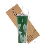 bzyoo SUP Çift Duvar Vakum Yalıtımlı Pipetli ve Kapaklı Bardak Paslanmaz Çelik Su Şişesi Seyahat Kupası Kupa Sevgililer Günü Hediyeleri, 24 oz (710 ml) Renk: Yaprak Yeşili
