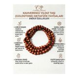 C-Bhadu Naturel 99 Lu 6 Mm Kahverengi Yıldız Taşı Doğaltaş Kolye, Bileklik, Tespih