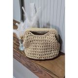 c-bhadu naturel El Örgüsü Kağıt Ip Burslu Clutch Çanta