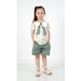 c.c.l. coccolin kids baby clup Kız Çocuk Dokuma 2'li Alt Üst Şort Bluz Fiyonk Detaylı Çiçekli Takım