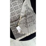 C Desen Yün İpek Şal İnce Kumaş Çift Taraflı Silk Scarfs Taş Gri