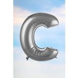C Harfi Gümüş Folyo Balon 100 Cm 40 İnç 1 Metre Silver