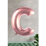C Harfi Rose Gold Folyo Balon 100 Cm 40 İnç 1 Metre Baş Harf Balon
