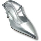 C-Shoes NB100-26 Parlak Metalik Deri Ince Kısa Topuklu Kadın Stiletto - Gümüş