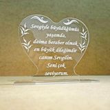C-Tasarım Sevgililer İçin Pleksi Tebrik Kartı Lazer Kazıma Güzel Sözler (Kişiye Özel) - Şeffaf