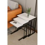C Zigon Sehpa – 3'lü Modern Metal Yan Sehpa, Laptop Masası ve Koltuk Yanı Kahve Sehpası Beyaz