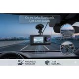 C309 Araç İçi Araba Kamerası 1080P Full Hd Çift Lensli Araç İçi Kamera Seti 2" Ekran Geri Görüş Kamerası Dahil
