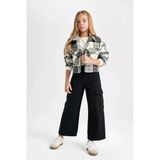 C8778 Wide Leg Kargo Cepli Geniş Bol Paça Pamuklu Siyah Pantolon