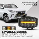 C9 Sparkle 10'' Beyaz Turuncu LED Spot Projektör + Drl Çalışma Lambası Tır Kamyon Araç Kaput Tampon Tavan Çatı Işıkları - 1 Adet