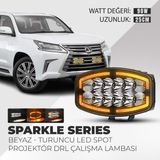 C9 Sparkle 10'' Beyaz Turuncu LED Spot Projektör + Drl Çalışma Lambası Tır Kamyon Araç Kaput Tampon Tavan Çatı Işıkları - 2 Adet