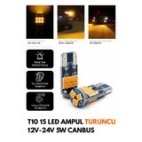 C9 T10 15 LED Ampul Turuncu 12V-24V 5W Canbus
