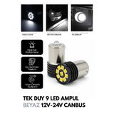 C9 Tek Duy 9 Led Ampul Beyaz Geri Vites Led Ampulü 12V-24V Canbus 1156 ba15s p21w