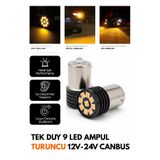 C9 Tek Duy 9 LED Ampul Turuncu Geri Vites Led Ampulü 12V-24V Canbus 1156 ba15s p21w