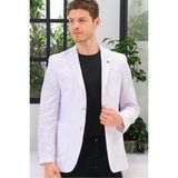 C9059 Dewberry Erkek Ceket-Düz Beyaz - M