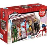 Ca Games 100 Parça Miraculous Uğur Böceği ve Kara Kedi Puzzle 5 - 7 Yaş Eğlenceli Tasarım