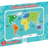 CA Games Dünyamız - Dünya Haritası 35 Parça Çerçeveli 34x24cm Çocuk Puzzle Yapboz Serisi