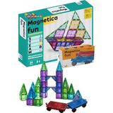 Ca Games Magnetica Fun +3 Yaş Çocuklar Için 36 Parçalı ve Araba Eklentili Süper Eğlenceli Öğretici Mıknatıslı Oyun Blokları Seti - 36'lı Mıknatıs Blokları + 2'li Mıknatıslı Arabalar Set