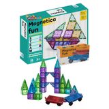 CA Games Magnetica Fun +3 Yaş Çocuklar için 36 Parçalı ve Araba Eklentili Süper Eğlenceli Öğretici Mıknatıslı Oyun Blokları Seti