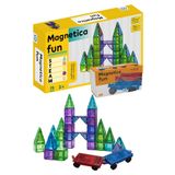 CA Games Magnetica Fun +3 Yaş Çocuklar için 72 Parçalı ve Araba Eklentili Süper Eğlenceli Öğretici Mıknatıslı Oyun Blokları Seti