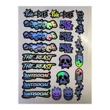 ca kay bu 20 Parça Bisiklet Sticker Seti – Ride or Die, The Beast & Antisocial ( HOLOGRAM FULL )