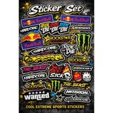 ca kay bu 82 Parça Extreme Sticker Seti – Hologram Parlak Etiket | 4 Sayfa A4, Bisiklet Sticker Seti