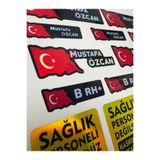 ca kay bu Kişiye Özel İsimlik Sticker Seti – Kan Grubu Etiketi + Kask Stickerı – Suya ve Çizilmeye Dayanıklı