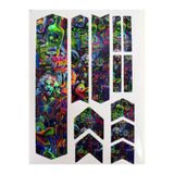 ca kay bu Neon Psychedelic Bisiklet Kadro Sticker Seti – Renkli Graffiti Frame Koruma Sticker –
