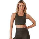 ca lia Aurafit Arkası Halter Kesim U Yaka Spor Sütyeni/Büstiyer/Croptop (Haki Yeşil, M/L)