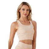 ca lia Aurafit Arkası Halter Kesim U Yaka Spor Sütyeni/Büstiyer/Croptop (Ten, S/M)
