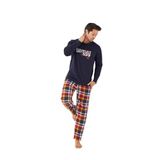 ca lia Ekose Desenli Lacivert Uzun Kollu Erkek Pijama Takımı (Lacivert, L)