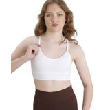 ca lia İp Askılı Kaplı Arkadan Çapraz Askılı Sporcu Büstiyer/Atlet/Crop (Beyaz, M/L)