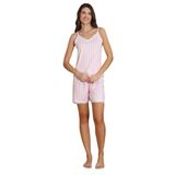 ca lia Kadın Milan Kumaş Pembe Çizgili İp Askılı Şortlu Yazlık Pijama Takımı (Pembe, XL)