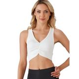ca lia Kadın Önü Büzgülü Arkası Çapraz Kaplı Croptop/Büstiyer/Atlet (Ekru, SM)