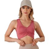 ca lia Kadın Önü Büzgülü Arkası Çapraz Kaplı Croptop/Büstiyer/Atlet (Gül Kurusu, SM)