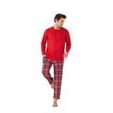 ca lia Kırmızı Ekose Desenli Uzun Kollu Erkek Pijama Takımı (Kırmızı, M)
