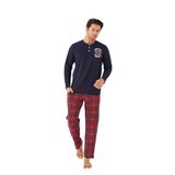 ca lia Lacivert Ekose Desenli Uzun Kollu Erkek Pijama Takımı (Lacivert, M)