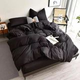 Ca-Sa Tekstil Ranforce Kumaş Düz Renk Pamuklu Nevresim Takımı - 220 x 240 cm - Siyah